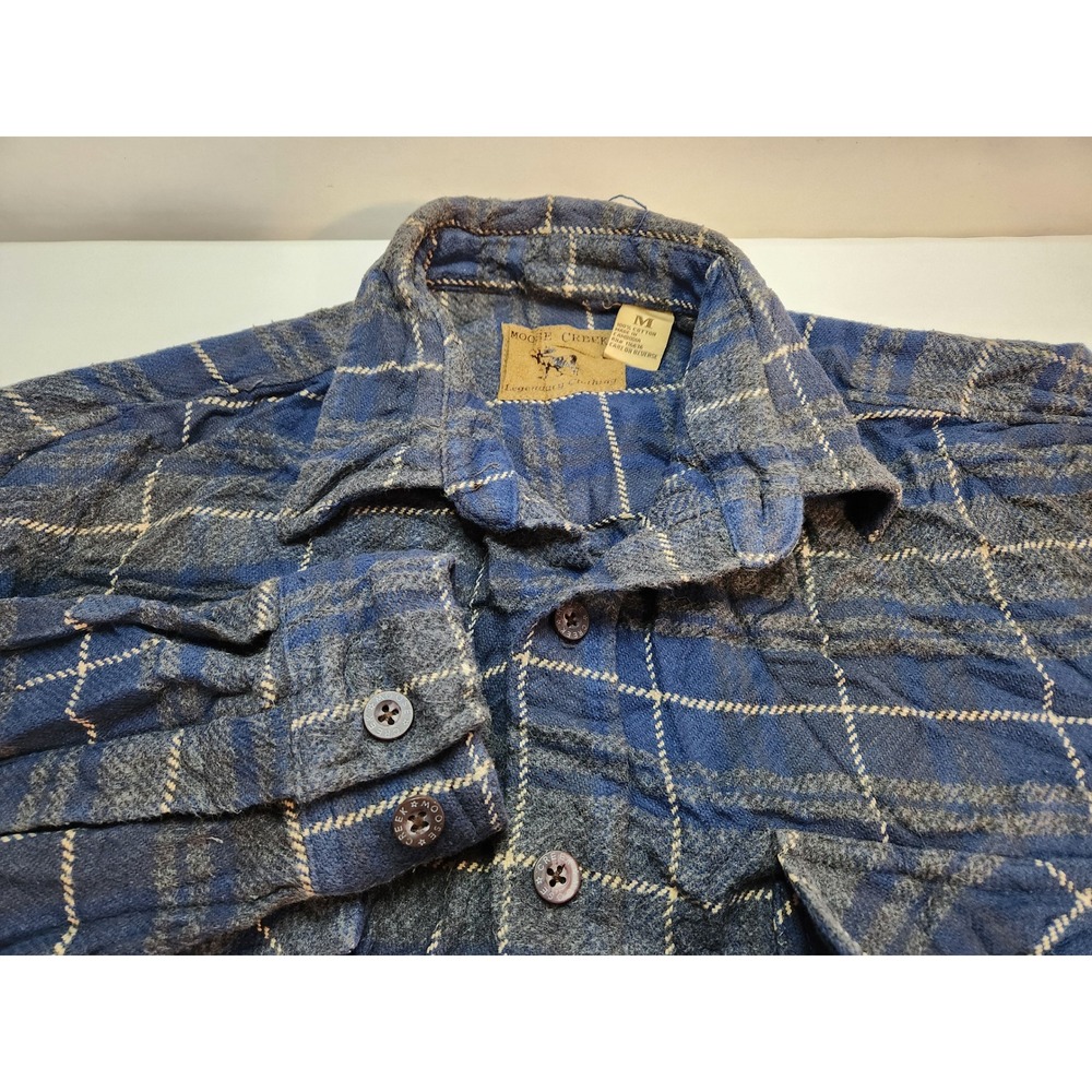 Moose Creek Legendary Clothing Mens Blue Plaid Flannel Button Up Shirt Size M